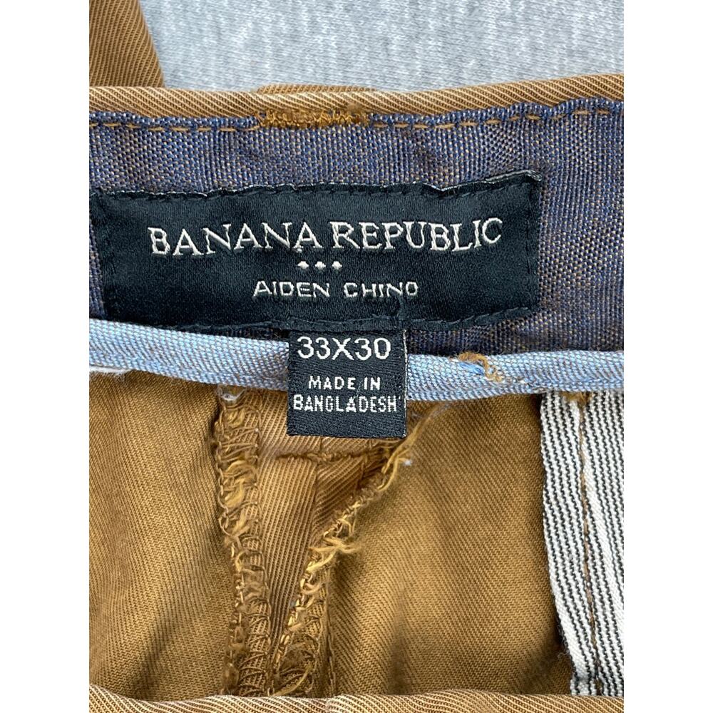 Banana Republic Pants Men 33 x 30 Brown 100% Cotton Aiden Chino Straight - Picture 3 of 6